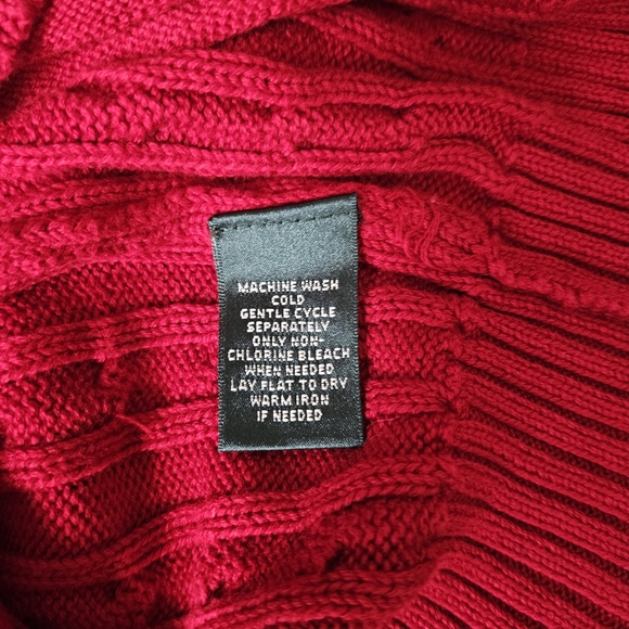 Lauren Ralph Lauren Dark Red Cable-knit Zip-up Sweater Size L - Picture 7 of 9